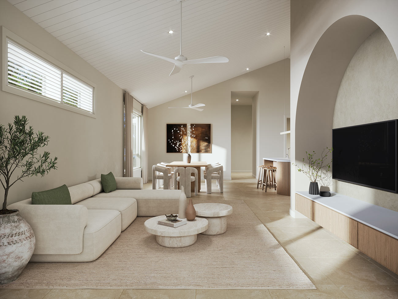 Family meals area within open plan living space designed for relaxed everyday living
